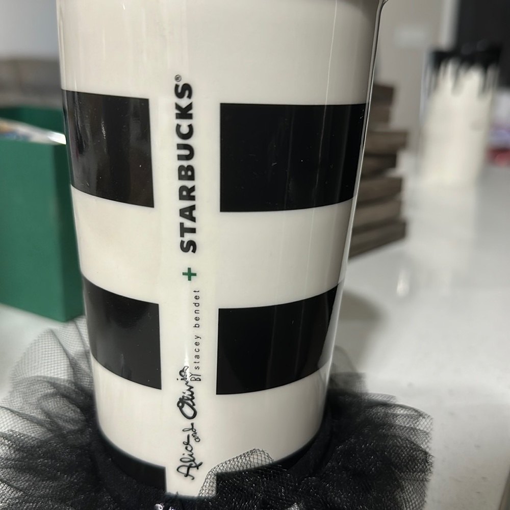 Never used Alice and Olivia Starbucks Tuxedo/ Tutu mug